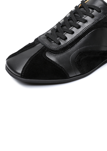 Close-up of the suede side panel on The Cadogan trainer