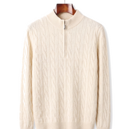 The Ashford — Merino Cable-Knit Half-Zip — Ivory