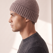 The Fairfax cashmere beanie shown in side profile
