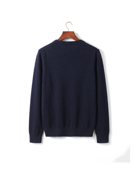 The Sandringham merino V-neck jumper, back on hanger