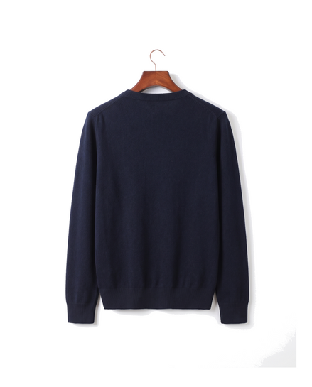 The Sandringham merino V-neck jumper, back on hanger
