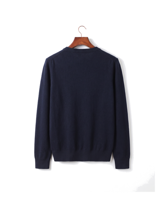 The Sandringham merino V-neck jumper, back on hanger