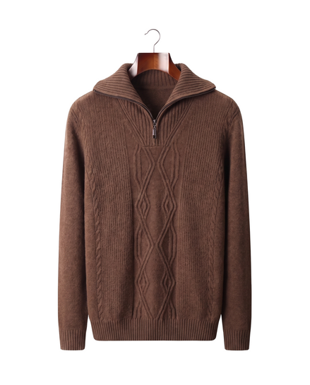 The Whitby — Merino Half-Zip — Brown
