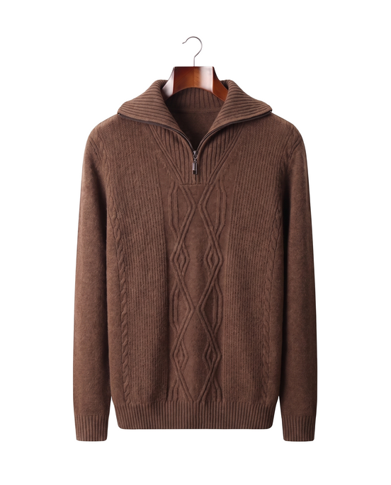 The Whitby — Merino Half-Zip — Brown