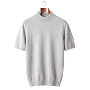The Denby cashmere mock neck tee — Light Gray