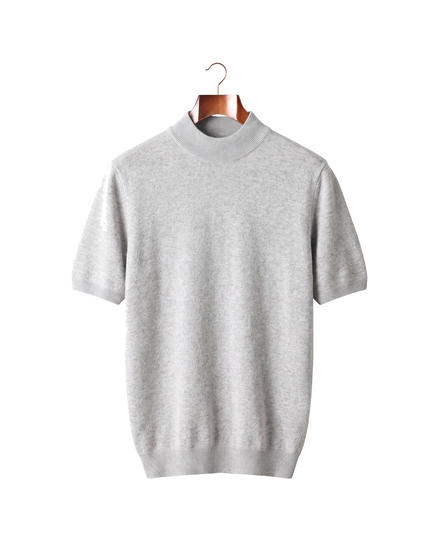 The Denby cashmere mock neck tee — Light Gray