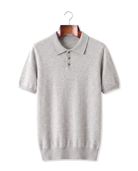 The Belgrave — Cashmere Knit Polo — Light Gray