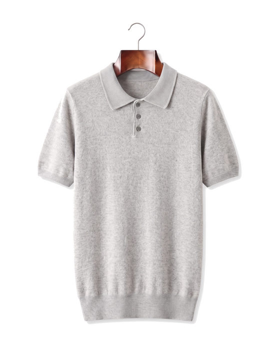 The Belgrave — Cashmere Knit Polo — Light Gray