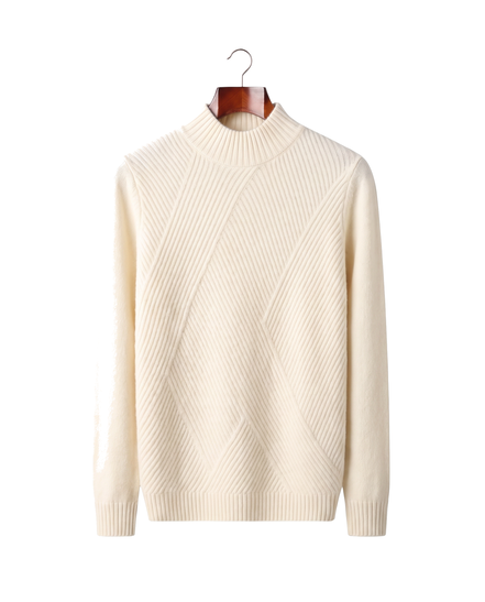 The Grosvenor — Cashmere Mock Neck Jumper — Cream White