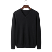 The Sandringham merino V-neck jumper — Black