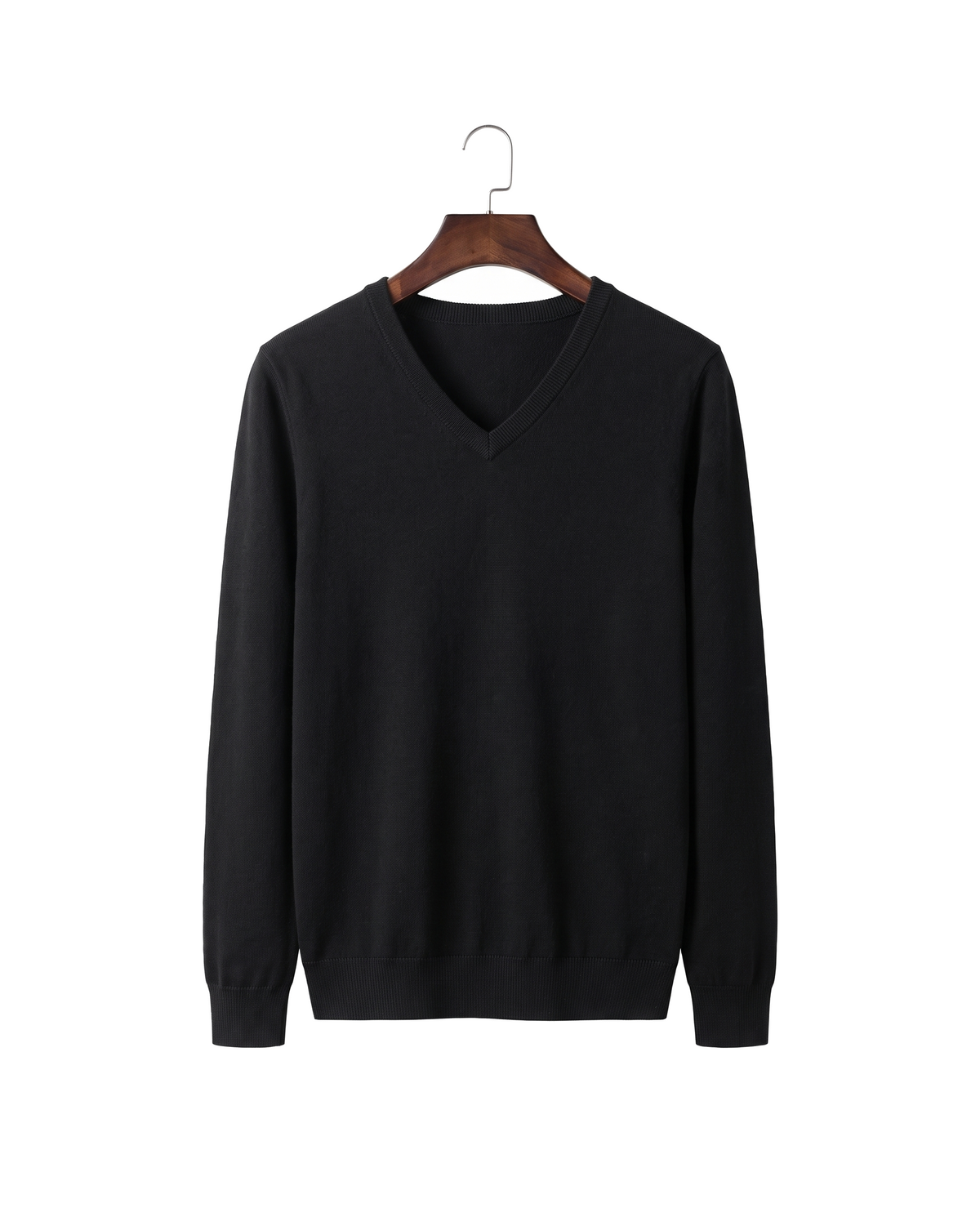 The Sandringham merino V-neck jumper — Black