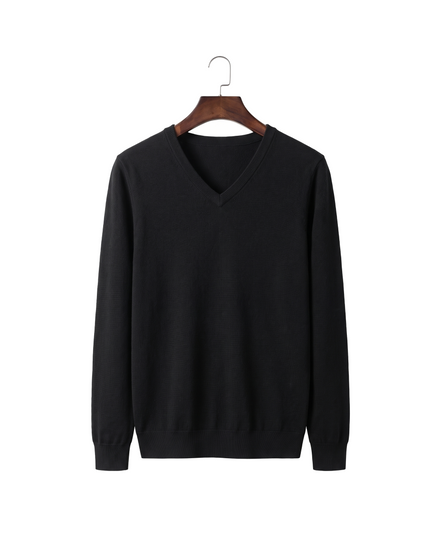 The Sandringham merino V-neck jumper — Black
