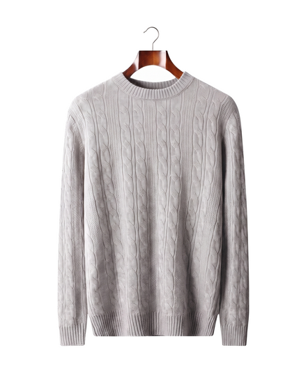 The Malvern — Cable Crewneck — Light Gray