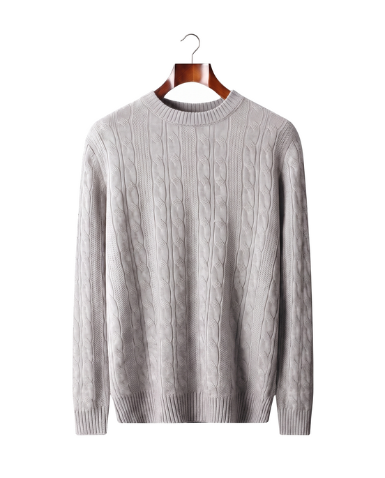 The Malvern — Cable Crewneck — Light Gray