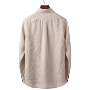 The Salcombe Linen Shirt — Sand, back on hanger