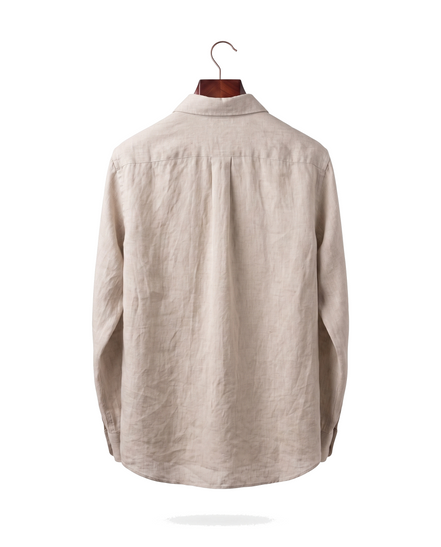 The Salcombe Linen Shirt — Sand, back on hanger