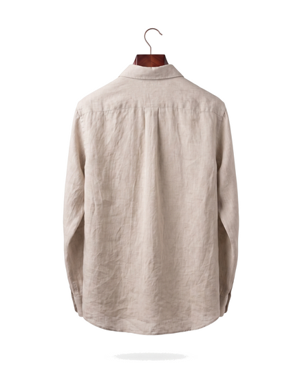 The Salcombe Linen Shirt — Sand, back on hanger