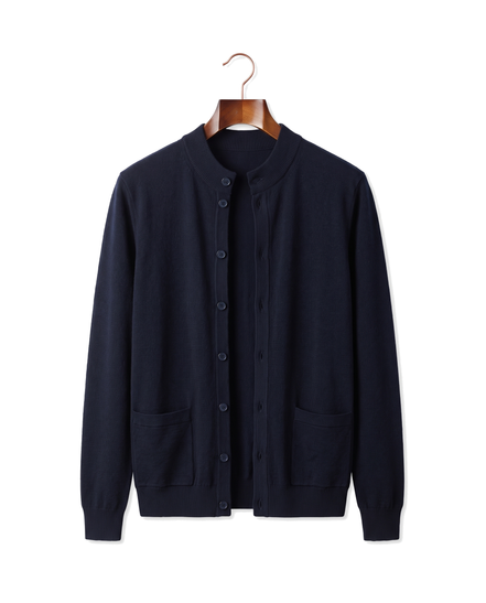 The Wendover merino button cardigan — Navy Blue