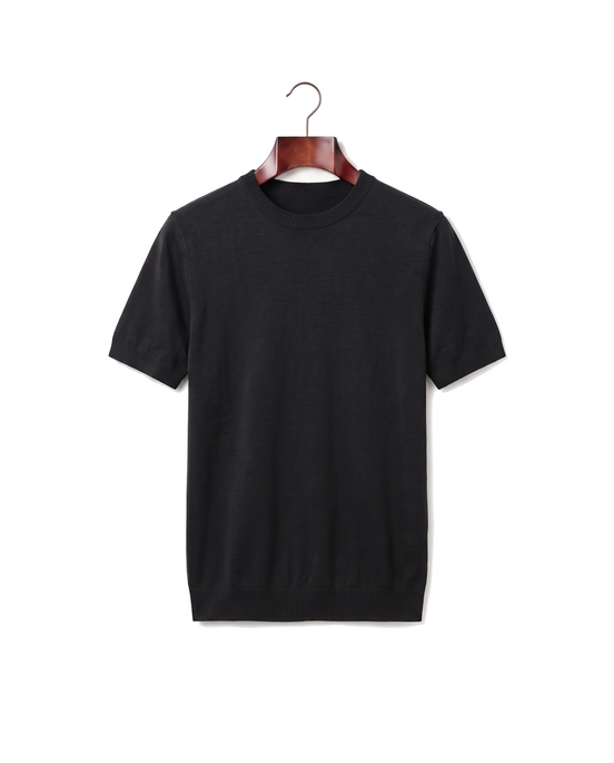 The Hanbury Knitted Crewneck Tee — Black