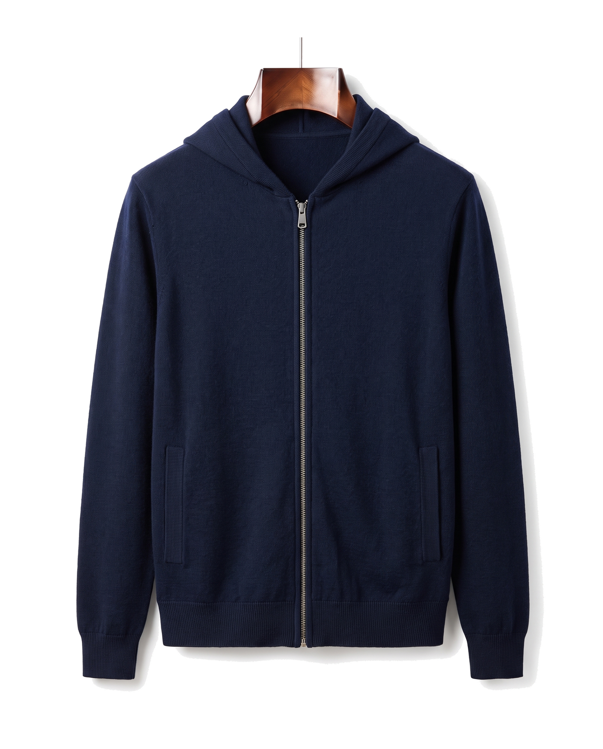The Brackley merino zip-through hoodie — Navy Blue
