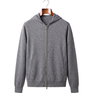 The Brackley merino zip-through hoodie, front on hanger
