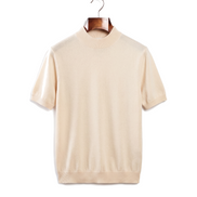 The Denby cashmere mock neck tee — Ivory Mocha