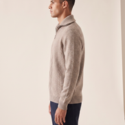 The Whitby merino half-zip shown in side profile