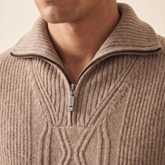 Close-up of the stand collar and half zip on The Whitby