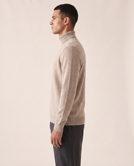 The Langham merino rollneck shown in side profile