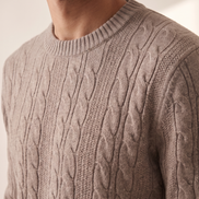 Close-up of the cable knit pattern on The Malvern