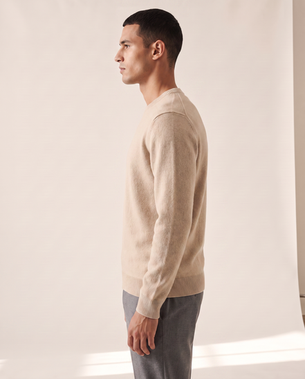 The Berkeley merino crewneck jumper shown in side profile