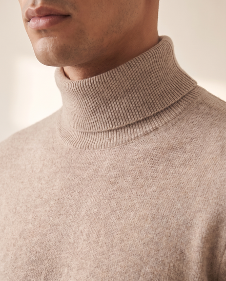 Close-up of the folded roll neck collar on The Langham