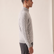 The Ashford cable-knit half-zip shown in side profile