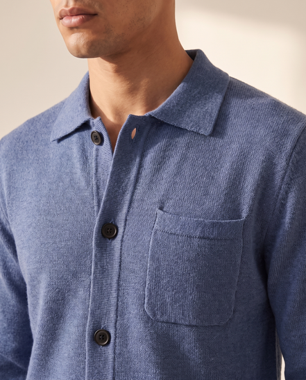 Close-up of the button placket and chest pocket on The Blenheim