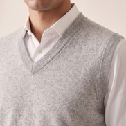 Close-up of the ribbed V neckline and armhole on The Rutland