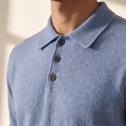 Close-up of the collar and button placket on The Belgrave