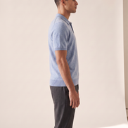 The Belgrave cashmere knit polo shown in side profile
