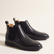 The Albany black leather Chelsea boots, three-quarter view