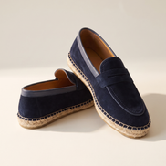 The Tarrant suede penny espadrilles, three-quarter view