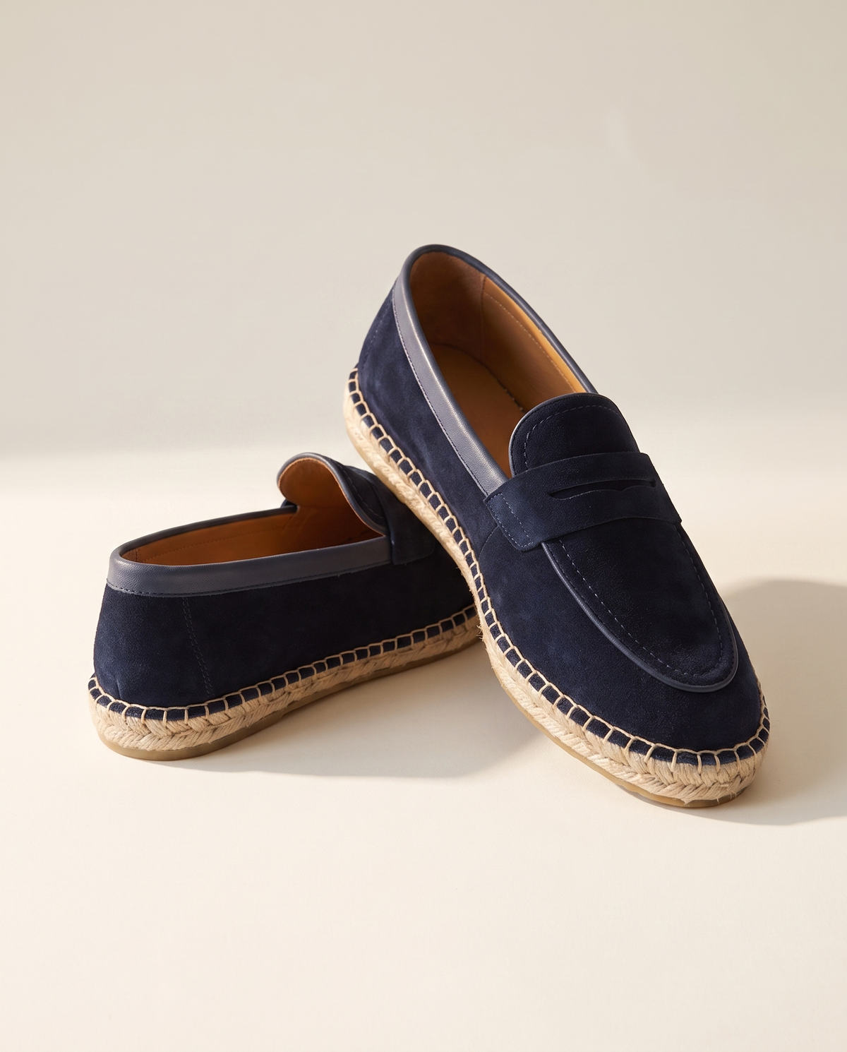 The Tarrant suede penny espadrilles, three-quarter view