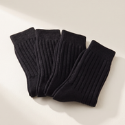 The four-pair pack of ribbed crew socks, folded