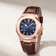 The Ascot leather strap watch, dial and strap detail