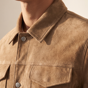 Close-up of the collar and chest pocket on The Mayfair
