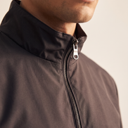 Close-up of the collar and zip on The Sterling