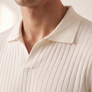 Close-up of the fine rib and flat collar on The Radley