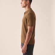 The Henley knit polo shown in side profile