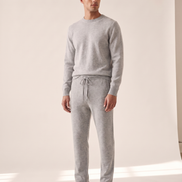 Model wearing The Ludlow merino trousers, full length front view