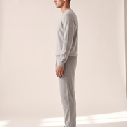 The Ludlow merino trousers shown full length in side profile