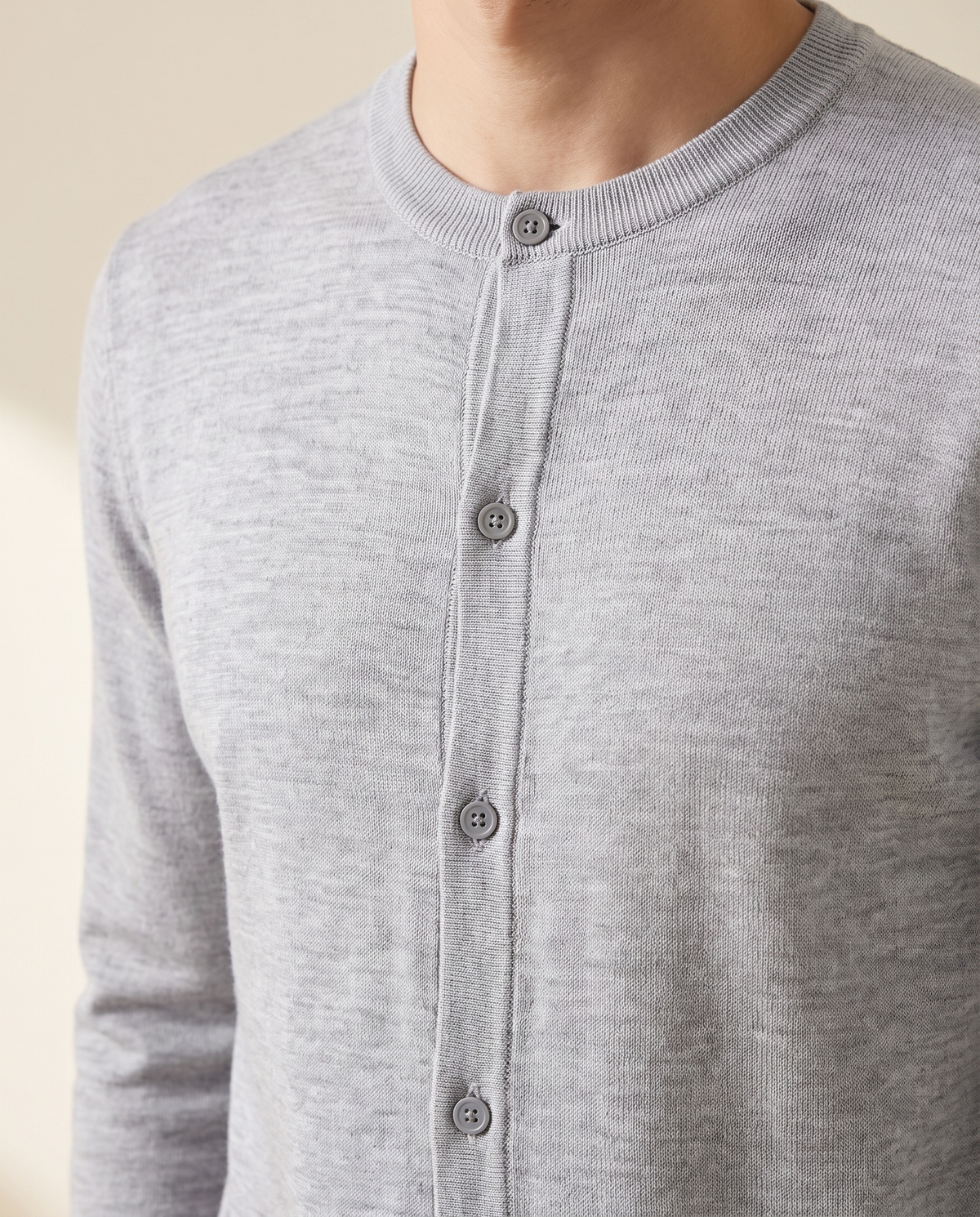 Close-up of the button placket on The Wendover