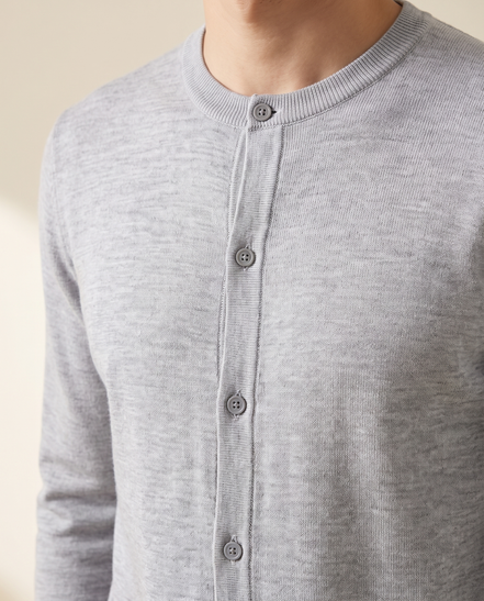 Close-up of the button placket on The Wendover
